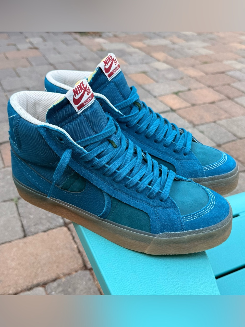 Mens Nike SB Zoom Blazer Mid Premium Plus Teal Gum Skateboard Sneakers US Sz 11